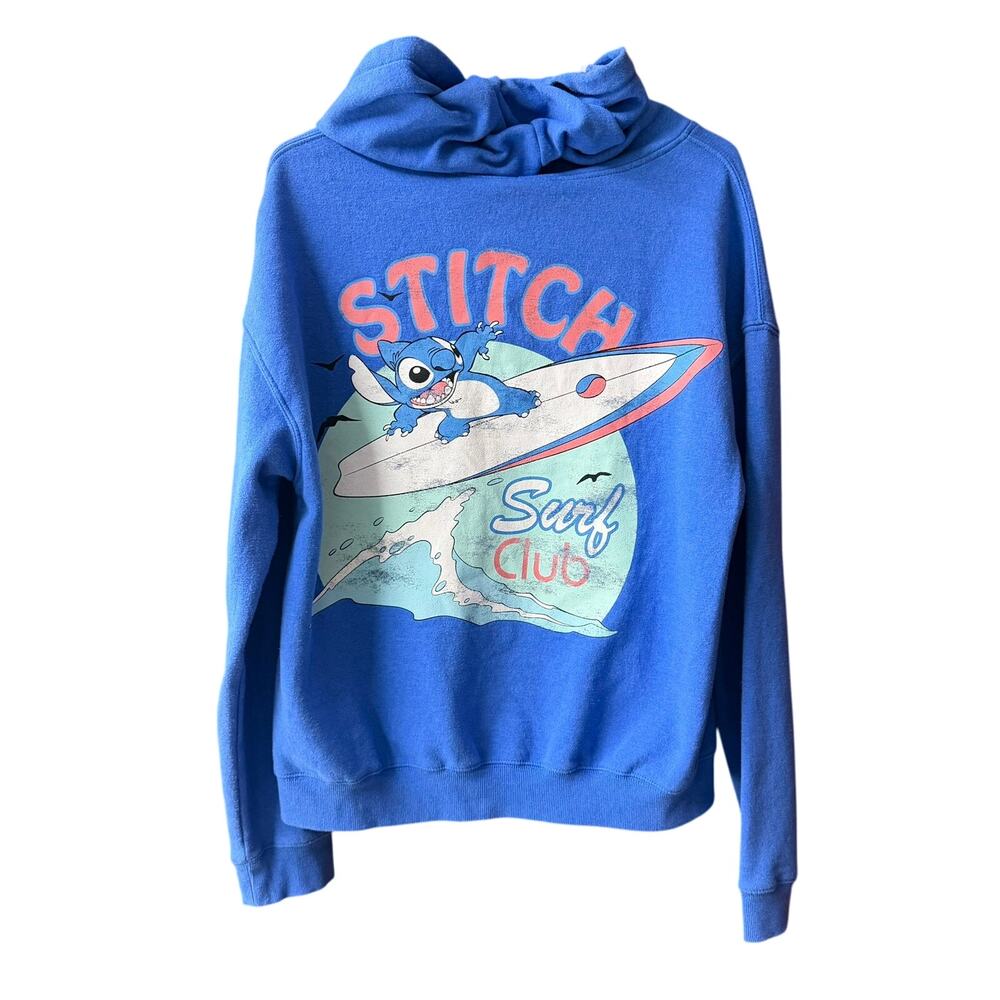 Disney Stitch Women's XL Royal‎ Blue Full Zip Surf Club Large Back Graphics